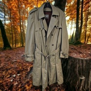 VTG Classic Oakton Ltd Trench Coat 46 L Brown Taupe Removable Liner Rain Jacket